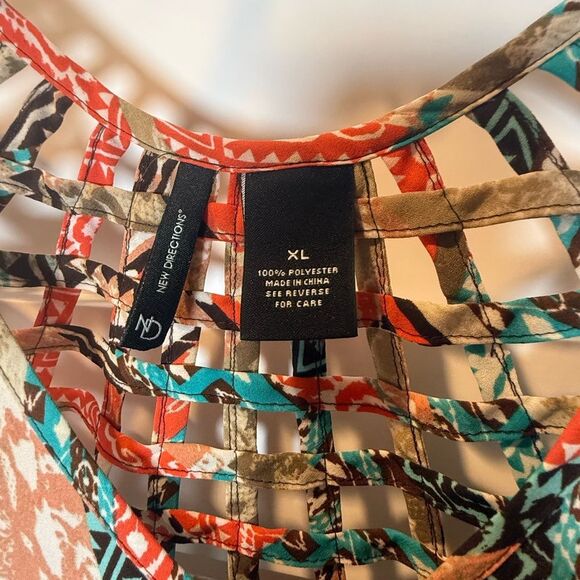 New Directions Western Colorful Patchwork Tank Top - Picture 2 of 4